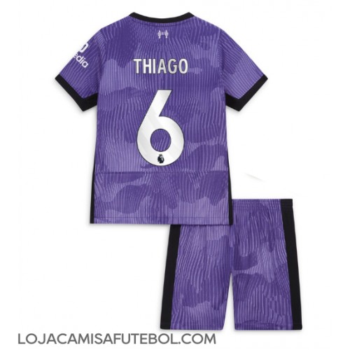 Camisa de Futebol Liverpool Thiago Alcantara #6 Equipamento Alternativo Infantil 2023-24 Manga Curta (+ Calças curtas)